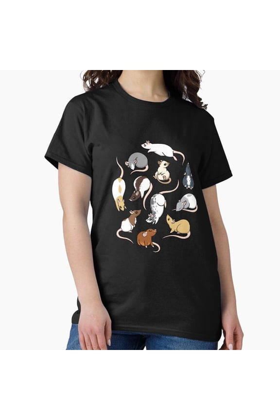 Cute Cartoon Rats T-Shirt - Adorable Rodent Collection Graphic Tee H031, for Unisex, Up to Size 5XL
