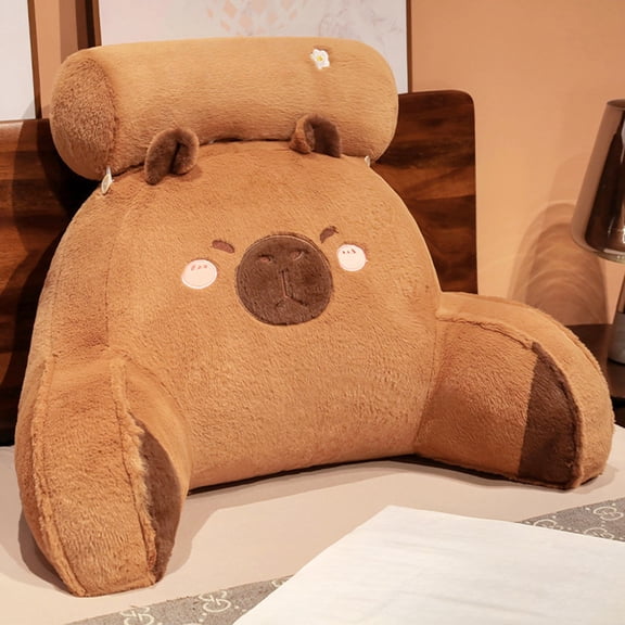 Cute Cartoon Reading Pillow for Kids Adults, Capybara Back Pillow for Sitting Up in Bed, Latex Bed Rest Pillow with Headrest & Arms, Back Support Pillow with Washable Cover
