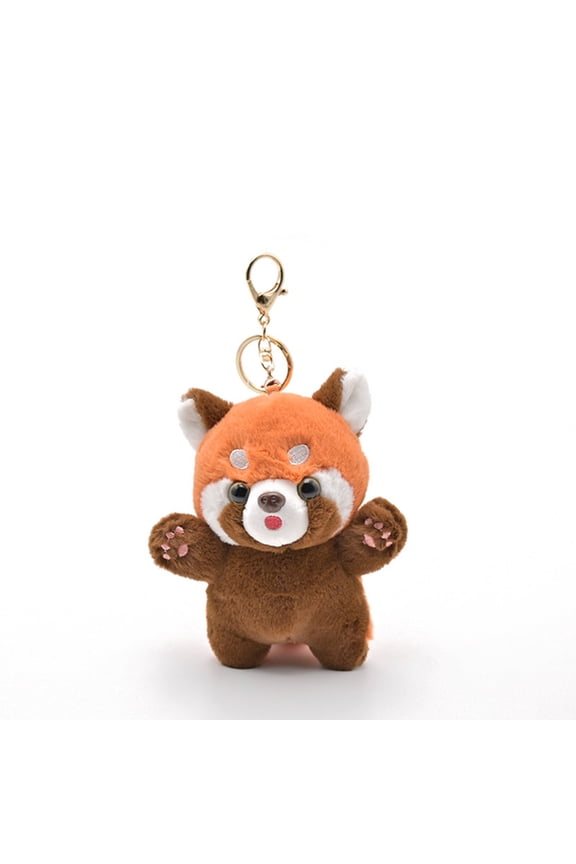 Cute Cartoon Red Panda Keychain Soft Stuffed Animal Hanging Ornament Zoo Themed Collectible Accessory for Backpack Handbag Car Decoration