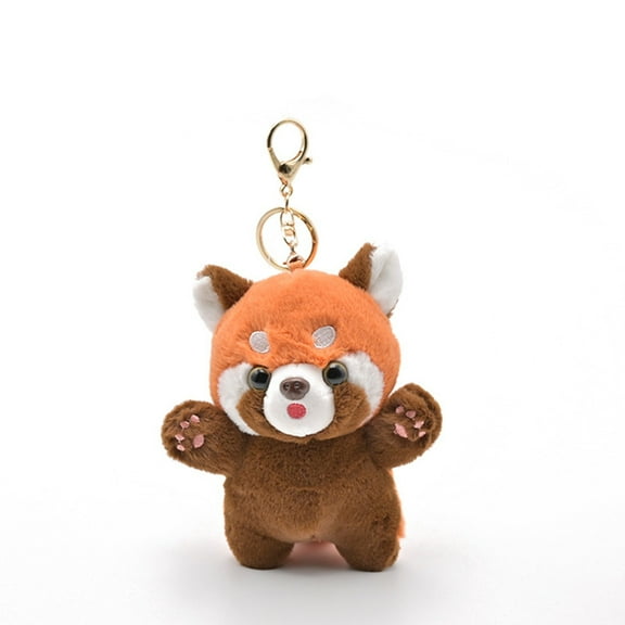 Cute Cartoon Red Panda Keychain Soft Stuffed Animal Hanging Ornament Zoo Themed Collectible Accessory
