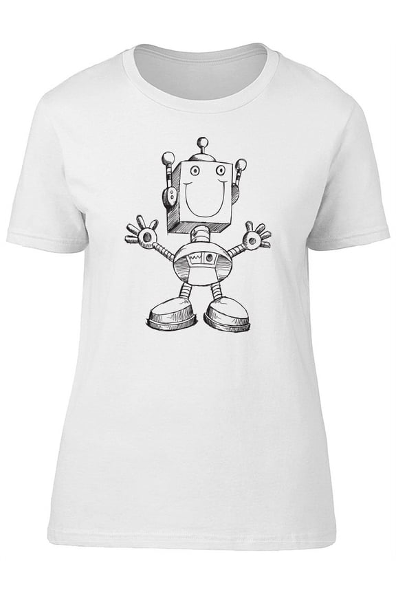 Cute Cartoon Robot T-Shirt Women -Image by Shutterstock, Female x-Large