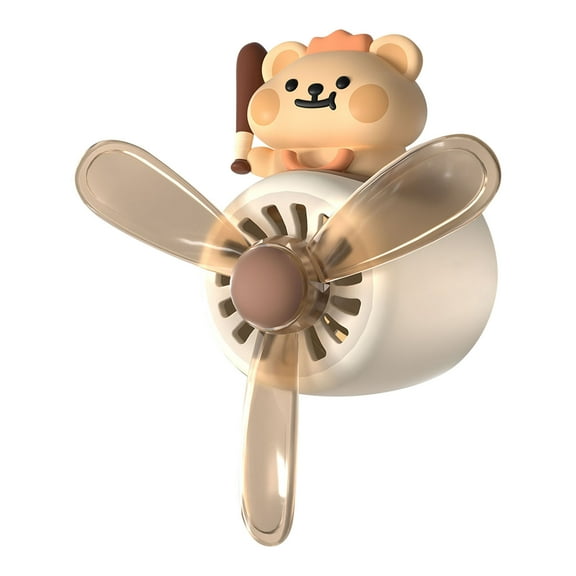 Cute Cartoon Animal Car Clip Perfume Diffuser With Rotating Propeller Design And Included Aroma Tablets