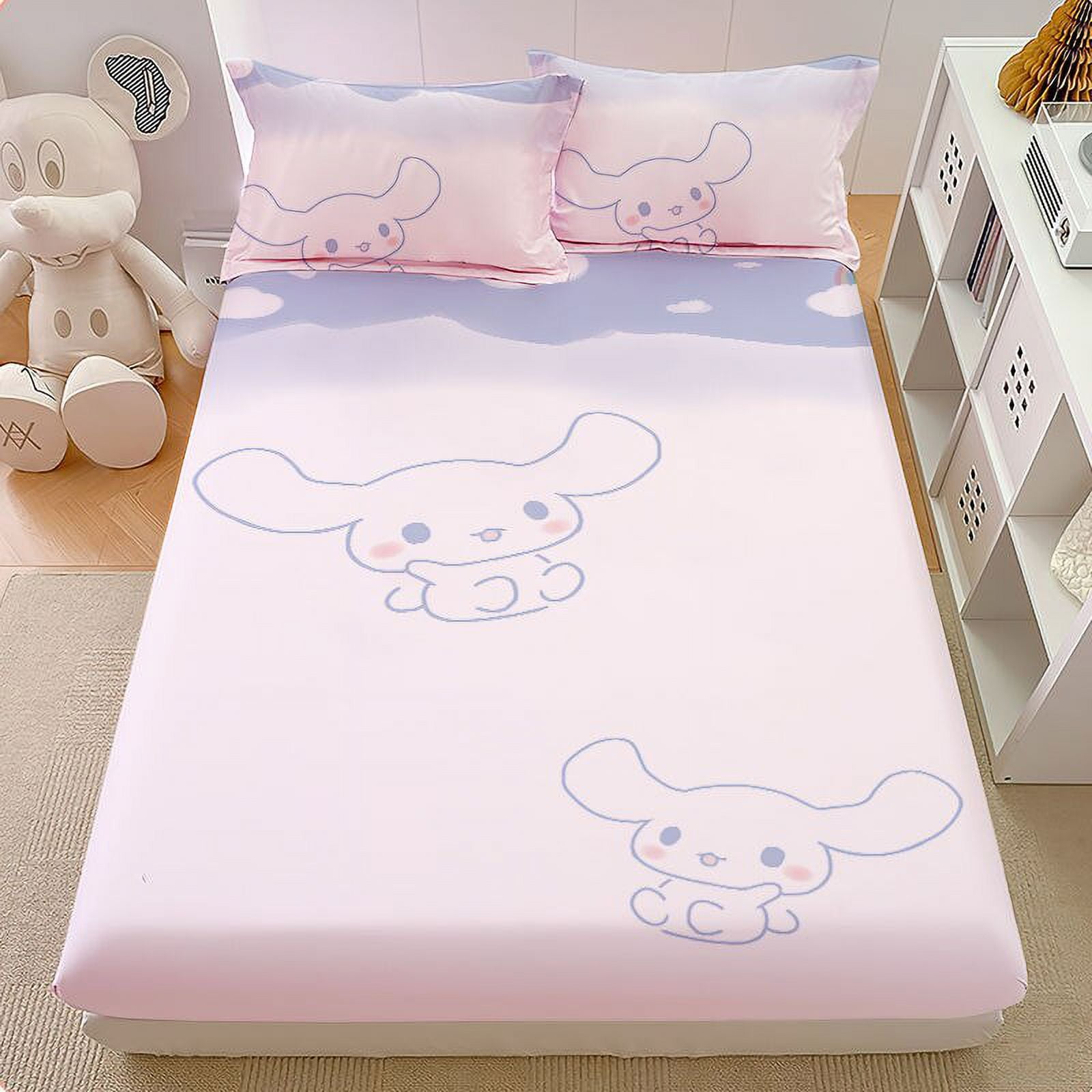 Cute Cartoon Sanrio Cinnamoroll Fitted Sheet Kawaii Anime Home Bedding Soft Cotton  Comfort Girl Heart Sheets Birthday Gifts 