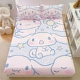 Cute Cartoon Sanrio Cinnamoroll Fitted Sheet Kawaii Anime Home Bedding