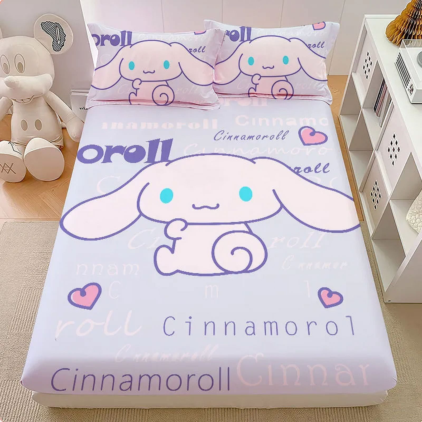 Cute Cartoon Sanrio Cinnamoroll Fitted Sheet Kawaii Anime Home