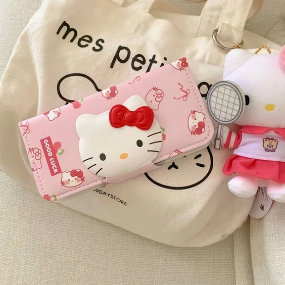 Cute Cartoon Sanrio Hello Kitty Leather Flip Phone Case For iPhone 16 15 14 13 Pro Max Cover