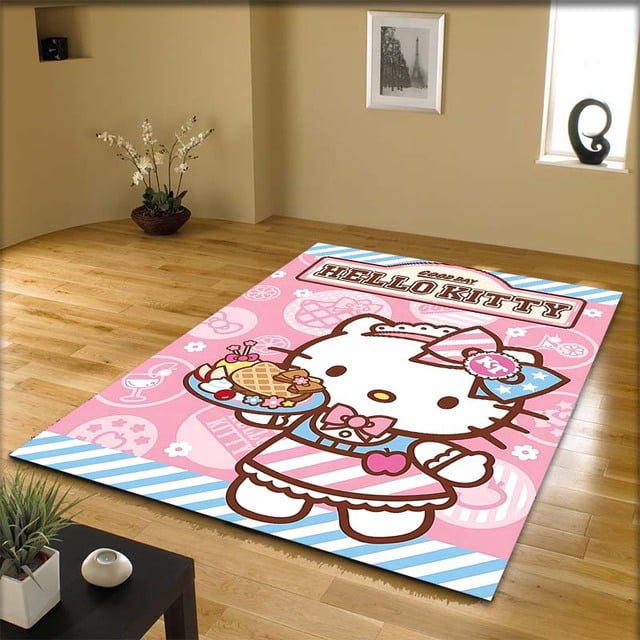 Cute Cartoon Sanrio Hello Kitty Print Carpet Living Room Bedroom Large