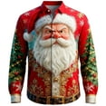 thumbnail image 1 of Cute Cartoon Santa Claus Shirt for Men Vintage Christmas Shirt Long Sleeve Button Down Turndown Collar Blouse, 1 of 2