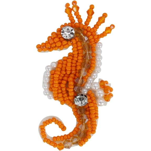 Cute Cartoon Seahorse Hand-Beaded Fabric Patches Hippocampus Sew on Patch for Skirt Hat Backpack 10 Pieces