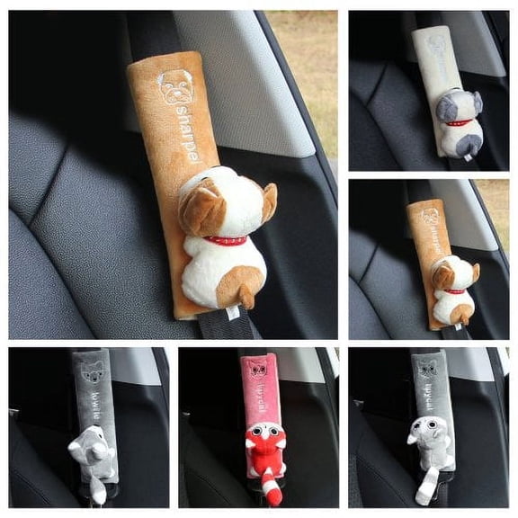 Cute Cartoon Seat Belt Cover,Animal Doll Styling Flannel Car Seat Belt Strap Cover Shoulder Strap ,Comfortable Driving & Children Kids Toy Animal Ornaments