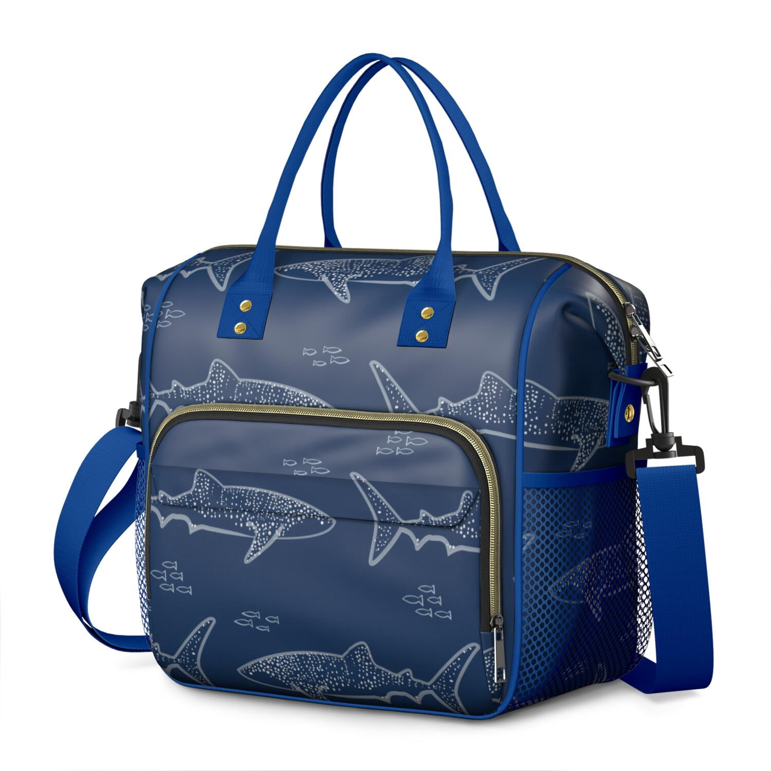 Cute Cartoon Shark and Whale Lunch Box, Large Insulated and Leakproof Bag for Ocean and Marine Style