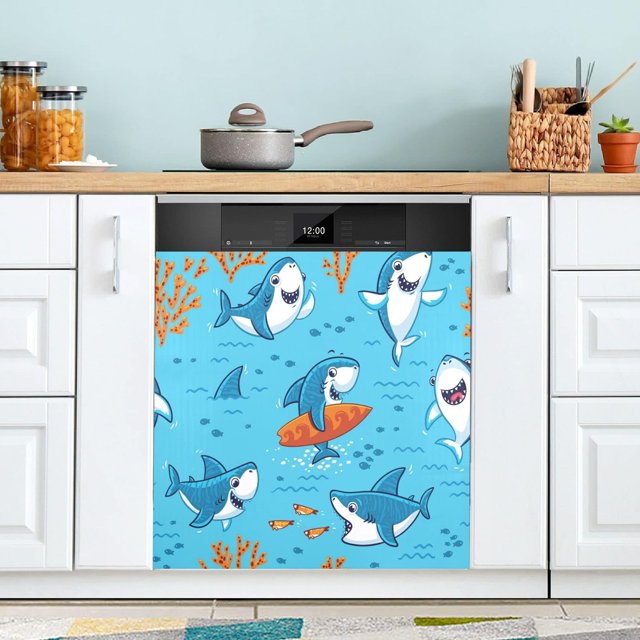 Cute Cartoon Sharks Dishwasher Cover, Dishwasher Refrigerator