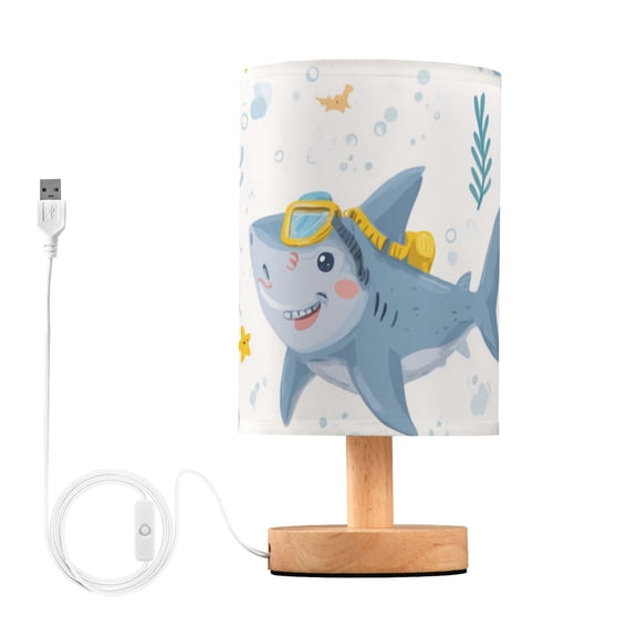 Cute Cartoon Sharks Diving Table Lamp with USB Port LED Warm Light Lamp Night Light Home Decor