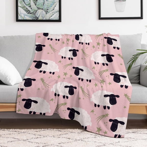 Cute Cartoon Sheep Flannel Fleece Throw Blanket Soft Blanket for Couch,Cozy,Warm,Lightweight,50x60 Inches