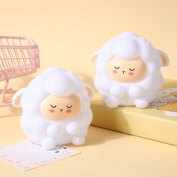 Cute Cartoon Sheep Night Easter Lights for Bedroom Dorm, Soft Warm Sleep Table Lamp, Nursery Bedside Nightlight, Adorable Animal Decor Lamp for Room Easter Gifts Home Decor, 4*4in, White