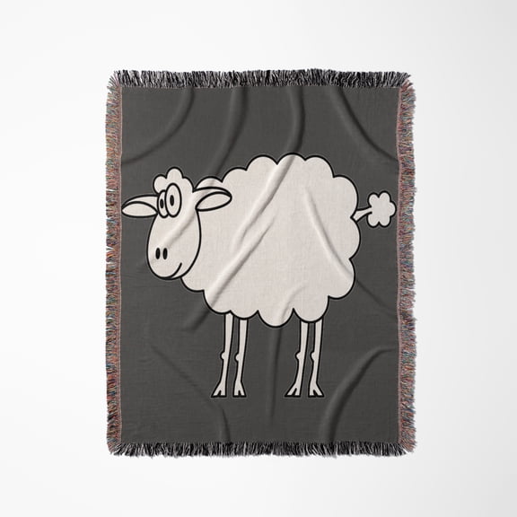 Cute Cartoon Sheep, Woven Blanket