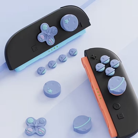 Cute Cartoon Silicone Joystick Caps and Button Stickers Set for Nintendo Switch 2 Controllers - Fun and Functional Gaming Accessories