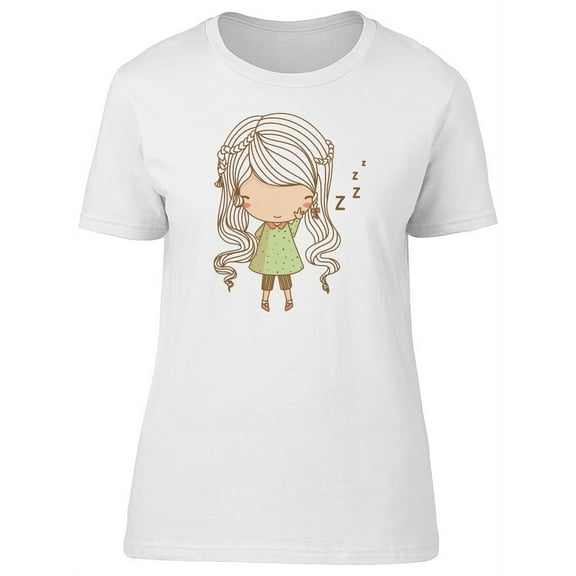 Cute Cartoon Sleepy Girl T-Shirt Women -Image by Shutterstock, Female x-Large