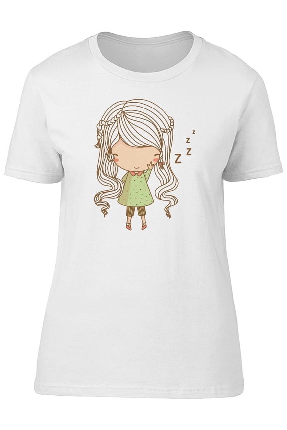 Cute Cartoon Sleepy Girl T-Shirt Women -Image by Shutterstock, Female x-Large
