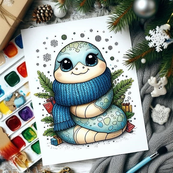 Cute Cartoon Sloth Print - Adorable Sloth Character with Scarf and Holiday Theme - Perfect Wall Art for Kids Rooms, Nurseries, and Play Areas