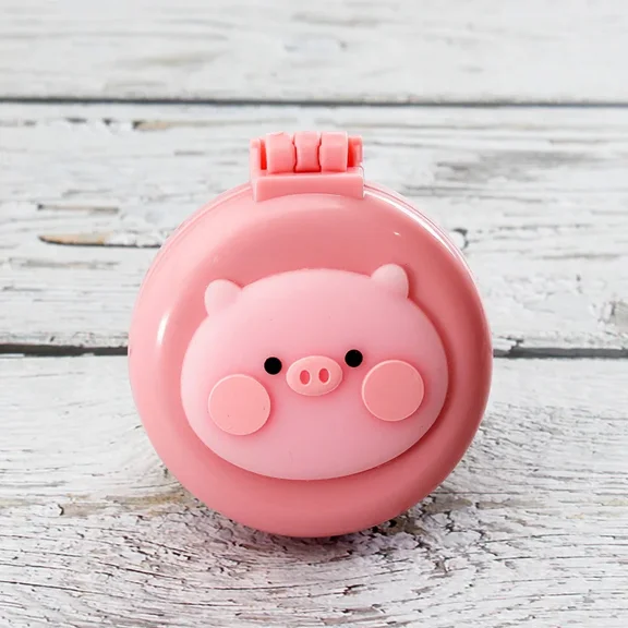 1PC Cute Cartoon Small Folding Comb with Mirror Air Cushion Portable Plastic Head Massage Comb with Makeup Mirror Hair Care Comb