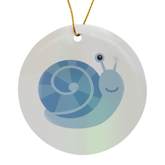 Cute Cartoon Snail, Circle Porcelain Ornament