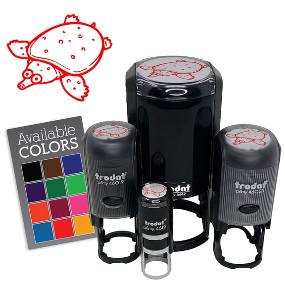 Cute Cartoon Soft-Shelled Turtle Softshell Self-Inking Rubber Stamp for Stamping Ink Stamper Crafting Planners - 3/4 Inch Small - Yellow Ink