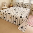Cute Cartoon Star Flat Sheet Full Queen Size Geometric Stripes Pattern