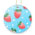 thumbnail image 1 of Cute Cartoon Strawberry Pattern on Blue Background - Christmas Ornament Xmas Keepsake Ceramic Ornaments Holiday Decorations for Tree Christmas Gift Ideas 2.95in, 1 of 6