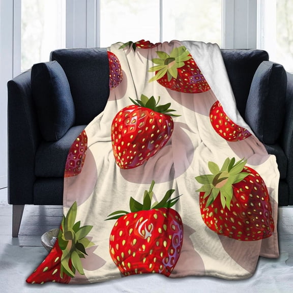 Cute Cartoon Strawberry Throw Blanket Ultra Soft Cozy Decorative Flannel Blankets for Home Bed Couch Chair Travel 50x40