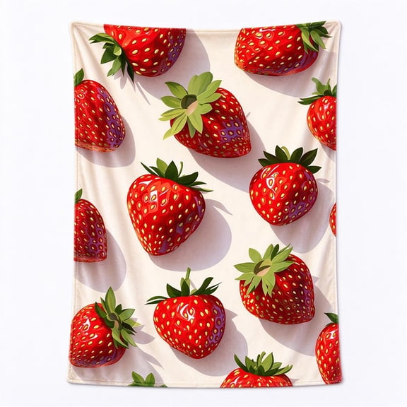 Cute Cartoon Strawberry Throw Blanket Ultra Soft Cozy Decorative Flannel Blankets for Home Bed Couch Chair Travel 50x40