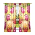 thumbnail image 1 of Cute Cartoon Strawberry on Orange Background Semi Sheer Curtains for Living Room Bedroom Set of 2 Insulated Window Drapes, 1 of 6