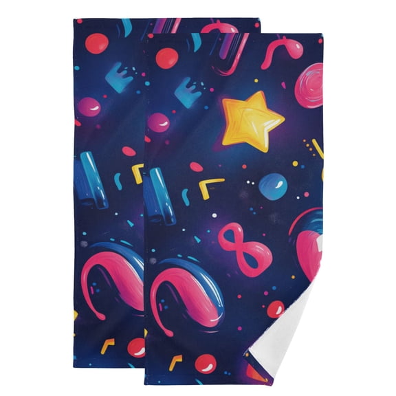 Cute Cartoon Symbols Hand Towel Absorbent Bath Towels for Bathroom Sports Gym(28.3" X 14.4") Set of 2