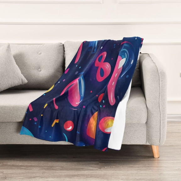Cute Cartoon Symbols Throw Blanket 60" x 90" Soft and Warm Blankets for Couch Sofa and Bed
