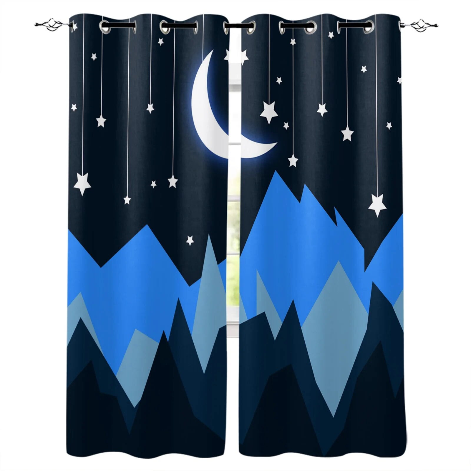 Cute Cartoon Teddy Bear Moon Kid Curtains for Bedroom Window Curtain