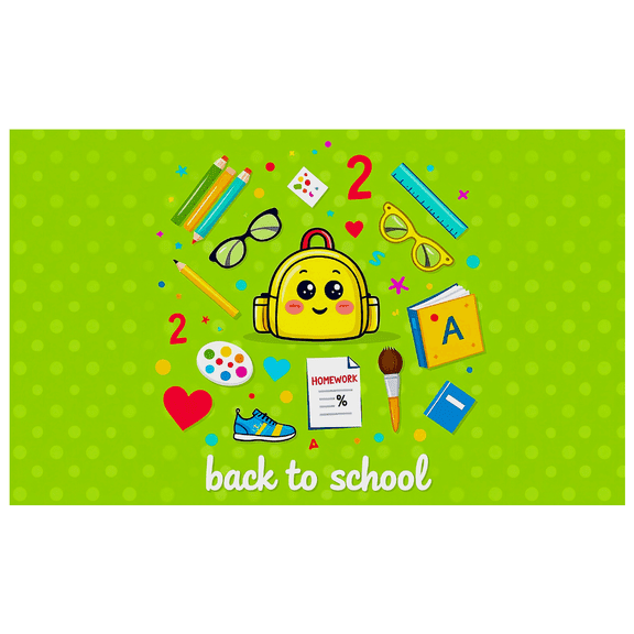 Cute Cartoon Themed Back to School Banner with School Supplies Elements Decorations Background for Classroom Decor School Events Party Photography Props