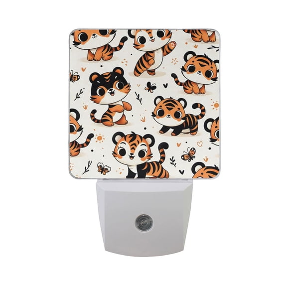 Cute Cartoon Tiger Night Light 2 Pack LED Nightlight Plug into Wall Dusk to Dawn Sensor Soft White