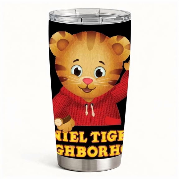 Cute Cartoon Tiger Water Cup with Lid, Stainless Steel Insulated Animal Design Tumbler