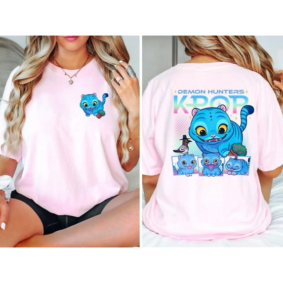 Cute Cartoon Tiger and Bird Graphic 2-side T-Shirt – Funny Animal Tee for Fans of Whimsical Style