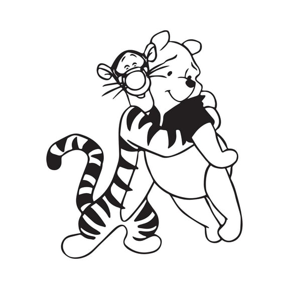 Cute Cartoon Tiger hugging Bear Kids Room Design Wall Art Sticker Designs Vinyl Stickers For Home House Walls Rooms Windows Bedroom Decoration Size (12x12 inch)