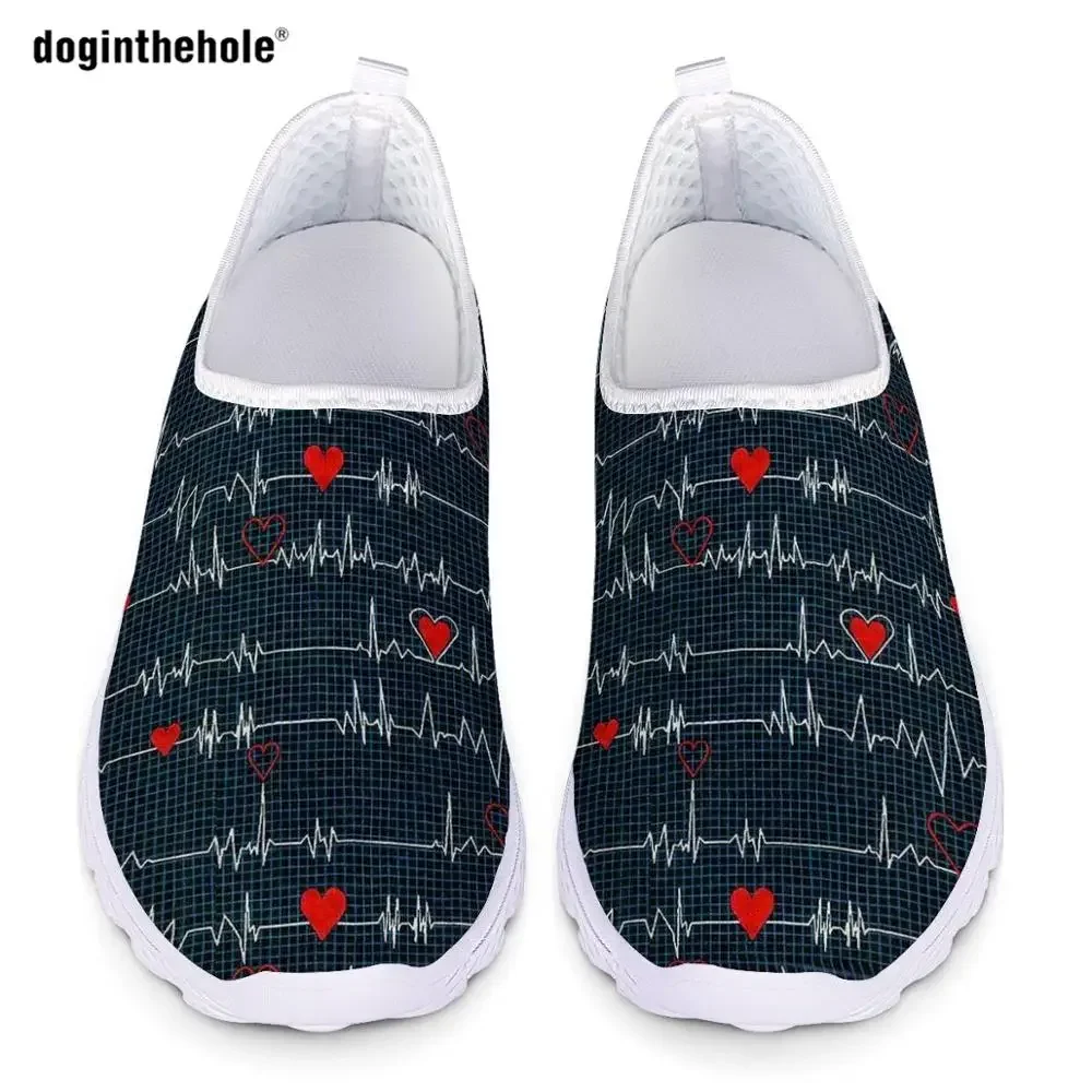 Cute Cartoon Tooth Print Women's Shoes Dentist Mesh Ladies Slip On