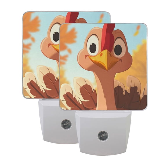 Cute Cartoon Turkey LED Night Light with Smart Sensor Plug Into Wall Dusk to Dawn 2 packs