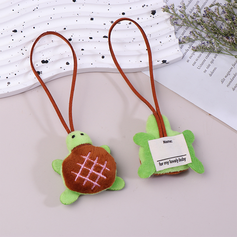 Cute Cartoon Turtle Plush Name Tag Keychain Anti-Lost Keyring Children ...