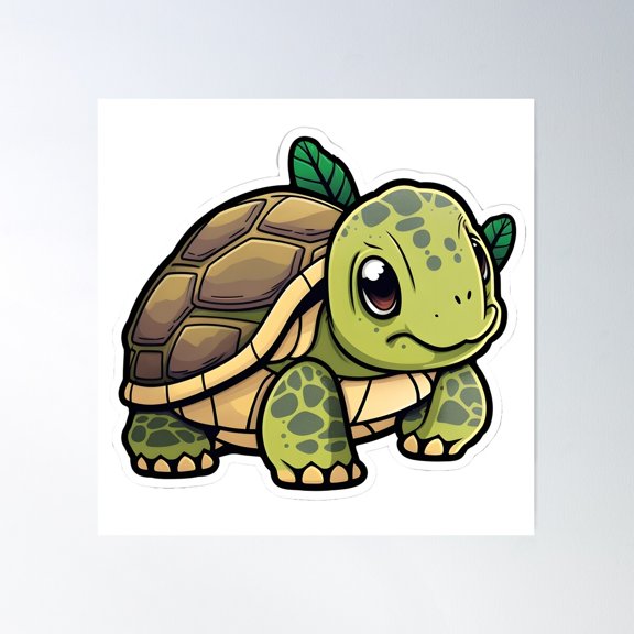 Cute Cartoon Turtle Poster Wall Art, Modern Wall Decor For Living Room Bedroom, 30x30 UNFRAMED