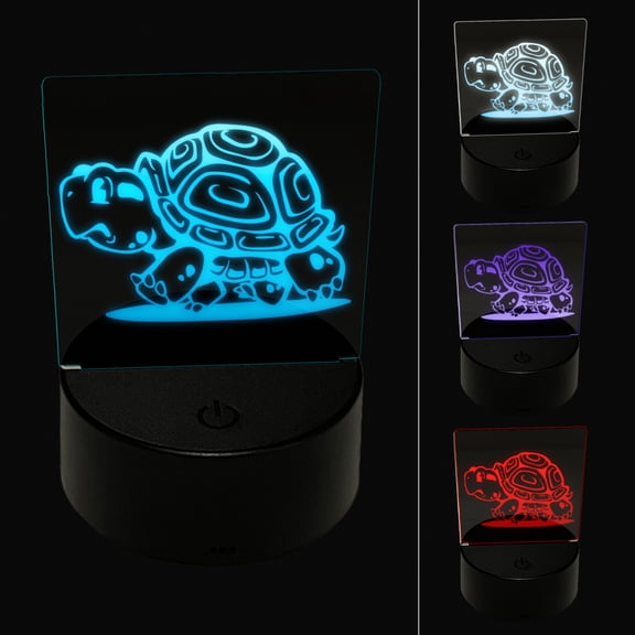 Cute Cartoon Turtle Walking LED Night Light Sign 3D Illusion Desk Nightstand Lamp