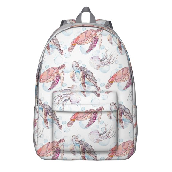 Cute Cartoon Turtles Beach Travel Backpack – Lightweight Student Backpack with Tropical Marine Life Print, Comfortable Carrying, and Anti-theft Design for Daily Use and Short Trips