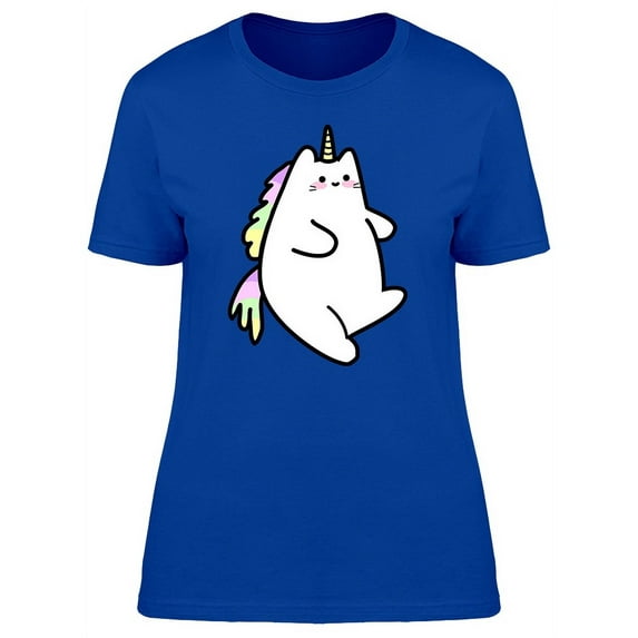 Cute Cartoon Unicorn Cat T-Shirt Women -Image by Shutterstock, Female Large