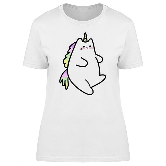 Cute Cartoon Unicorn Cat T-Shirt Women -Image by Shutterstock, Female x-Large