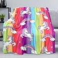 thumbnail image 1 of Cute Cartoon Unicorn Throw Blanket, Colorful Rainbow Blanket, Cozy Soft Lightweight Fluffy Fuzzy Warm Plush Flannel Fleece Blanket for Couch, Sofa, Unicorn Gifts for Girls Kids, 40"x50", 1 of 1