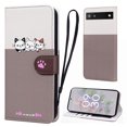 thumbnail image 1 of Cute Cartoon Wallet Phone Case for Google Pixel 6a with Card Holder Soft PU Leather Kickstand Cover for Men and Women Magnetic Shockproof Protective with Lanyard for Google Pixel 6a, Gray, 1 of 9